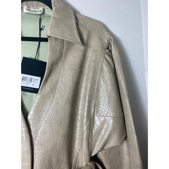 NWT NICHOLAS DRESS 2 JACKET TAN BEIGE SHORT VEGAN LEATHER ASHTON SNAKE EMBOSSED - Picture 13 of 14